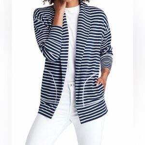 Vineyard Vines Dreamcloth Open Front Cardigan Navy White Stripes Nautical XL